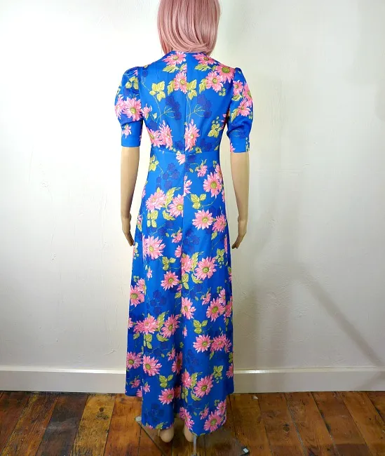 70s vintage bold floral maxi dress