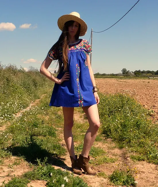 70s vintage folk peasant dress