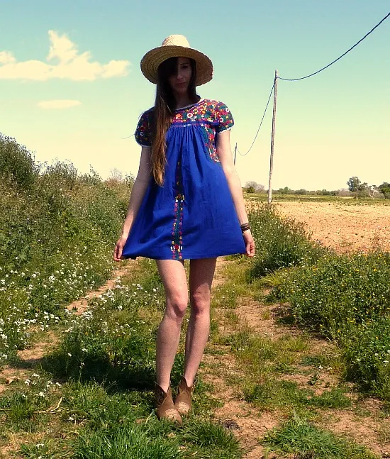 70s vintage folk peasant dress