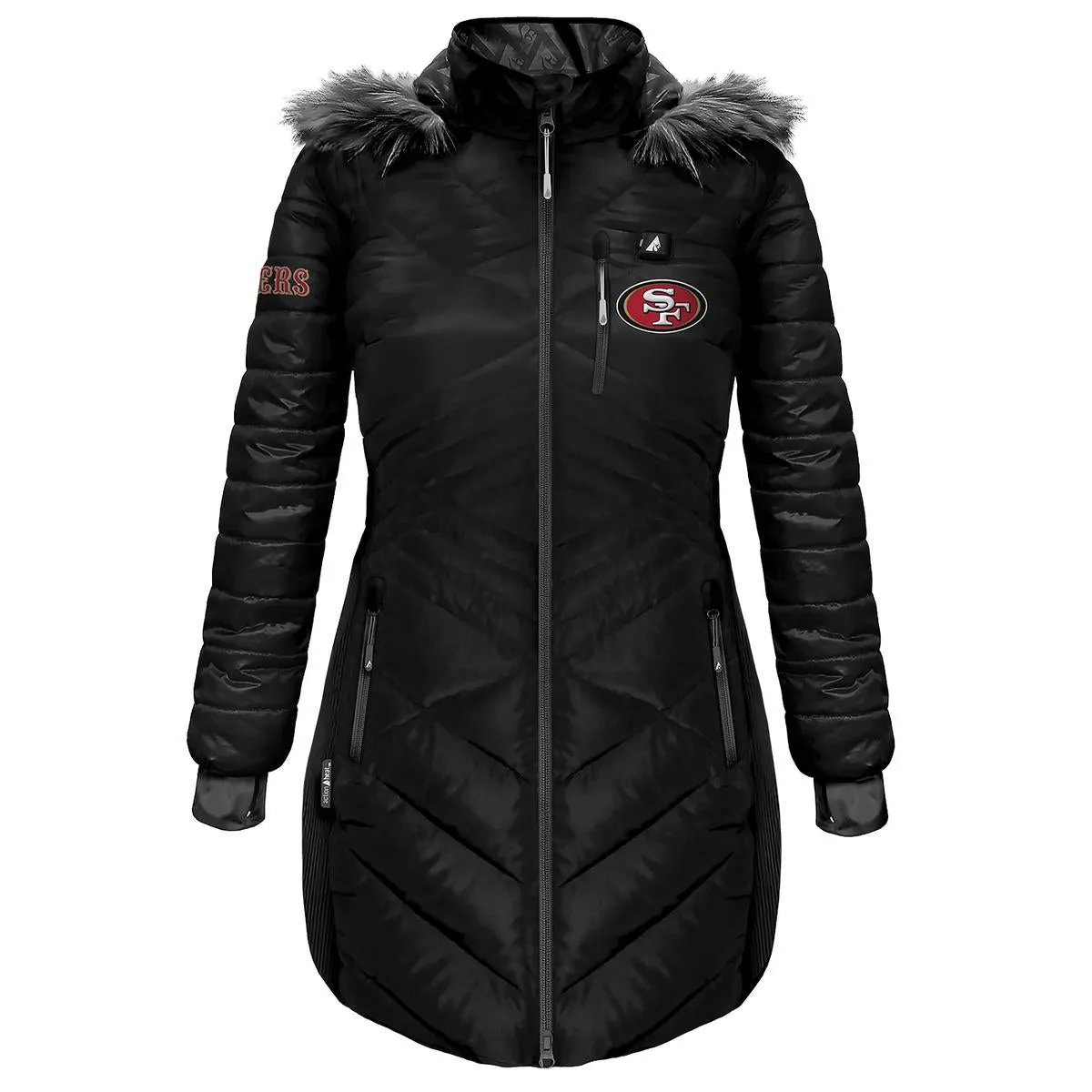 ActionHeat San Francisco 49ers 5V Women's Long Puffer Battery Heated Jacket