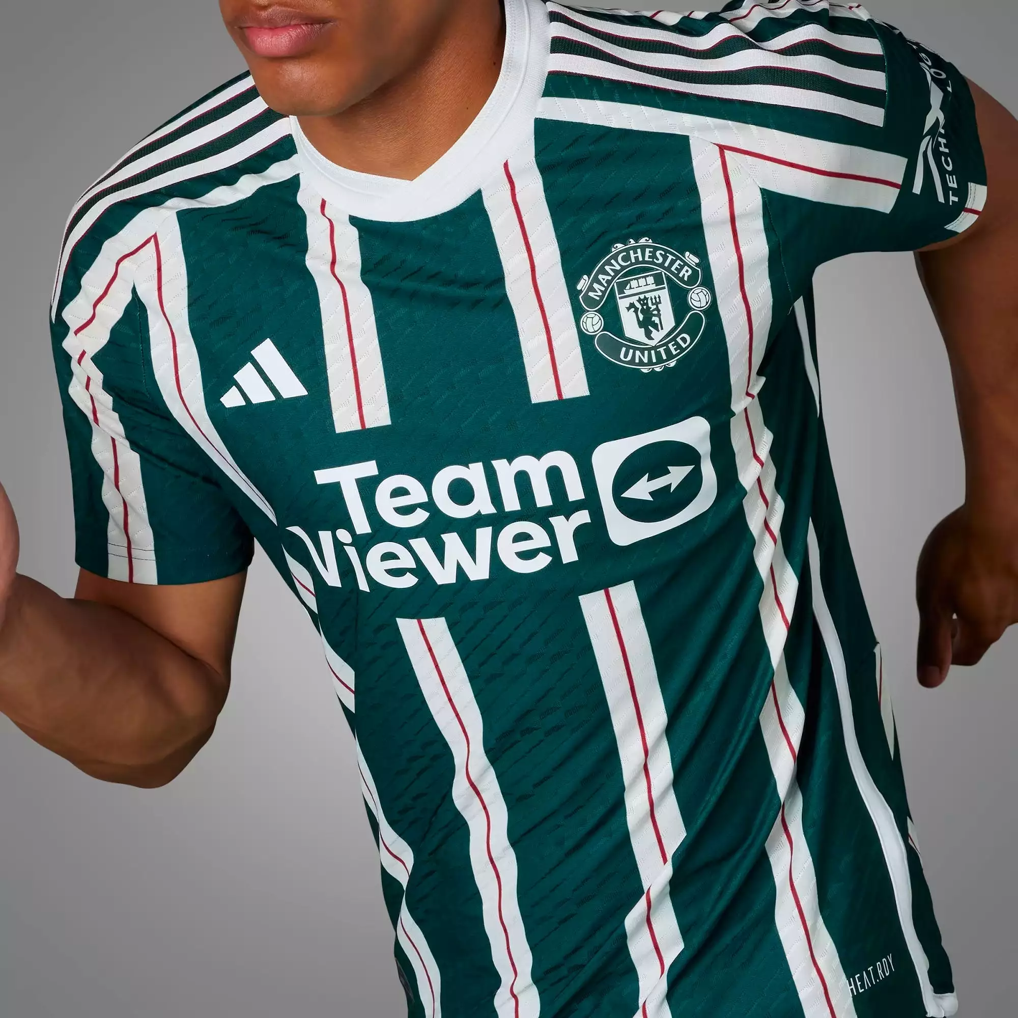 adidas Men's Manchester United 2023/24 Authentic Away Jersey Green Night