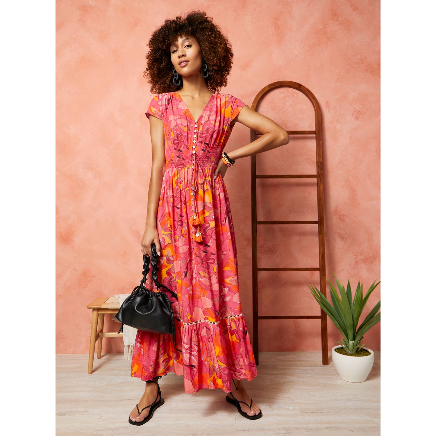 Aliya Button Front Maxi Dress