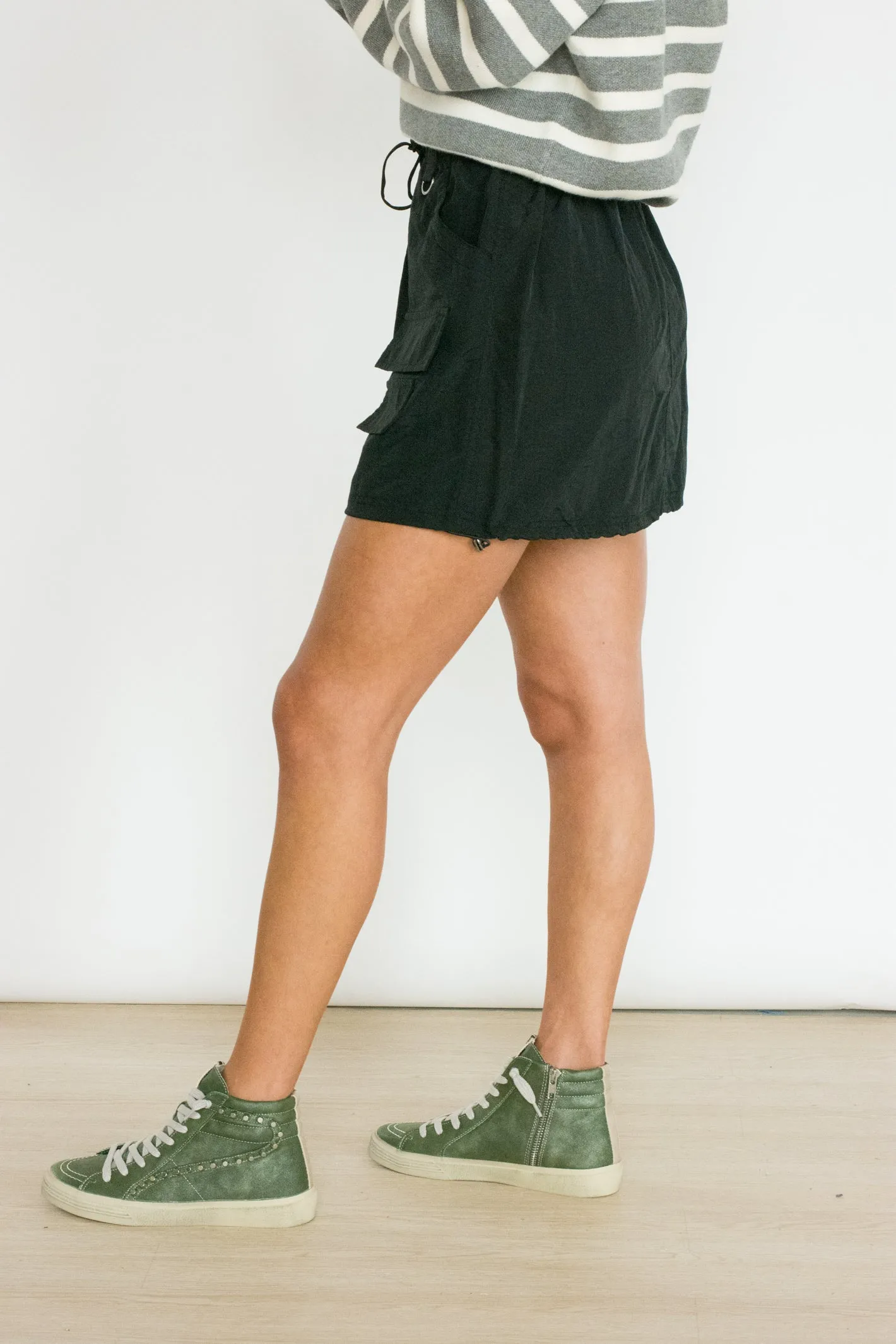 Always Faithful Black Cargo Mini Skirt