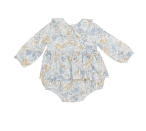 Angel Dear Ruffled Peter Pan Collar Bubble With Skirt- Edith's Floral