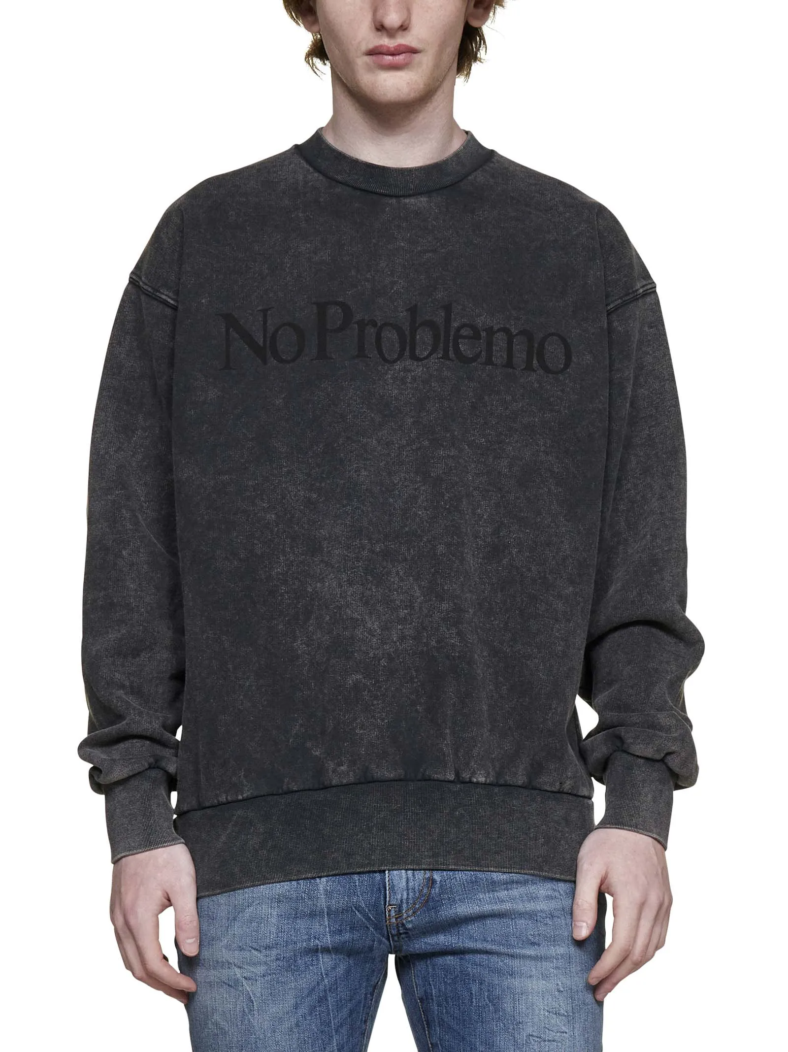 Aries No Problemo Logo Printed Crewneck Sweatshirt