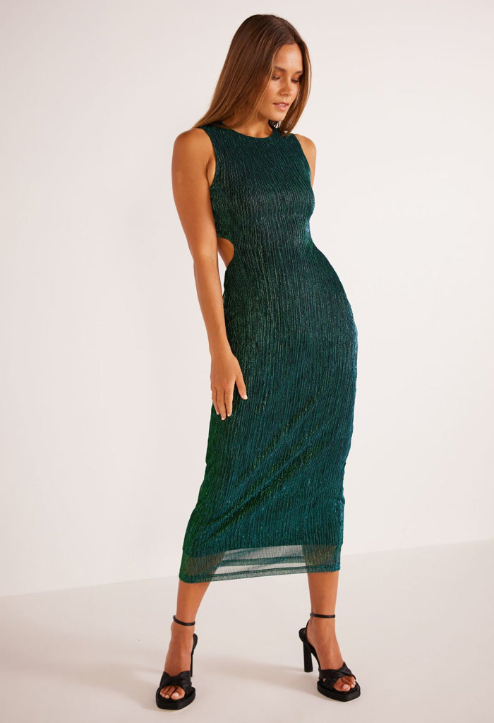 Astrid Cutout Midi Dress-Emerald