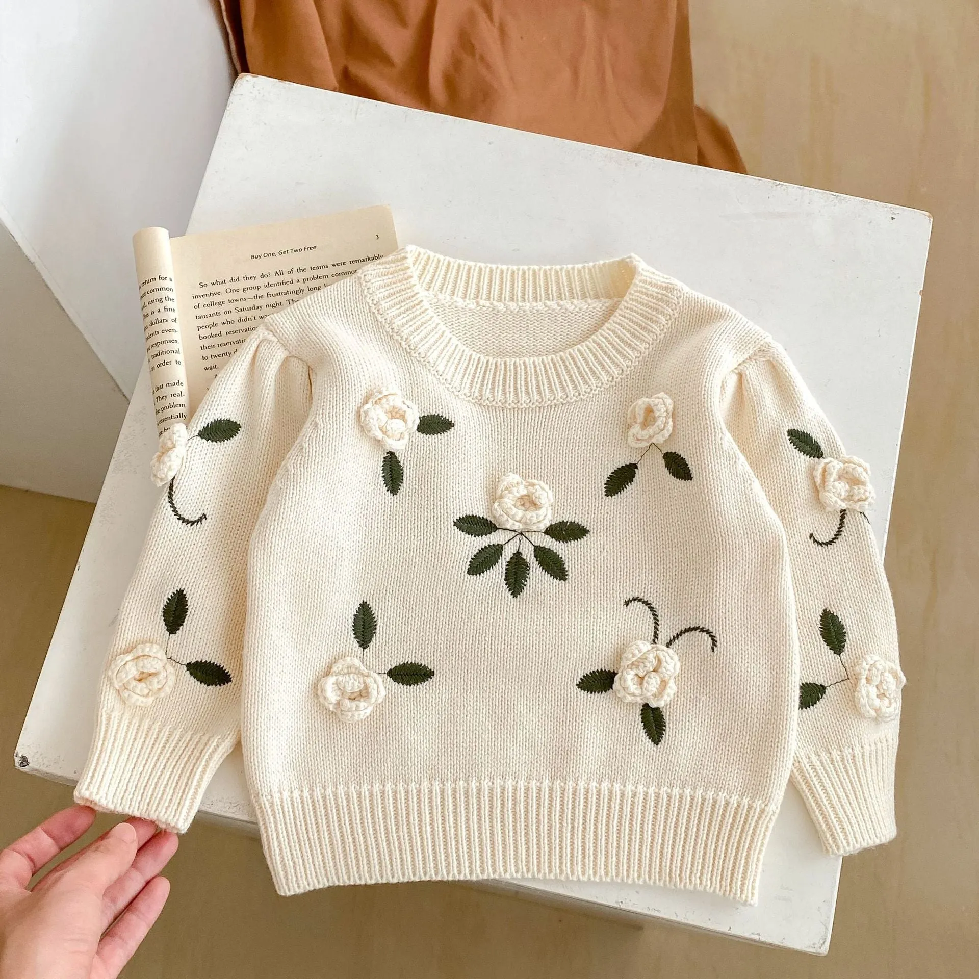 Baby Kid Girls Solid Color Embroidered Sweaters Wholesale 230828156