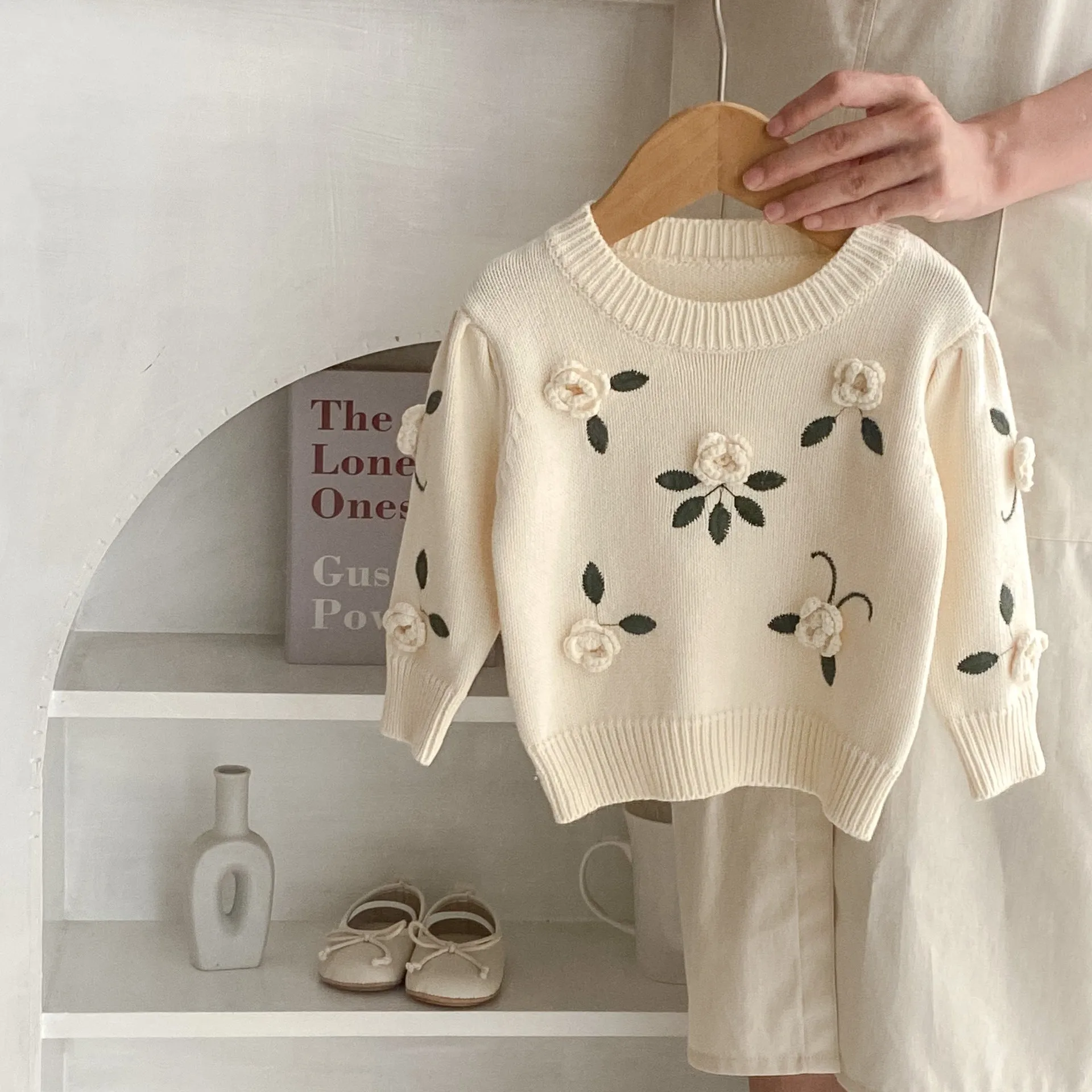 Baby Kid Girls Solid Color Embroidered Sweaters Wholesale 230828156