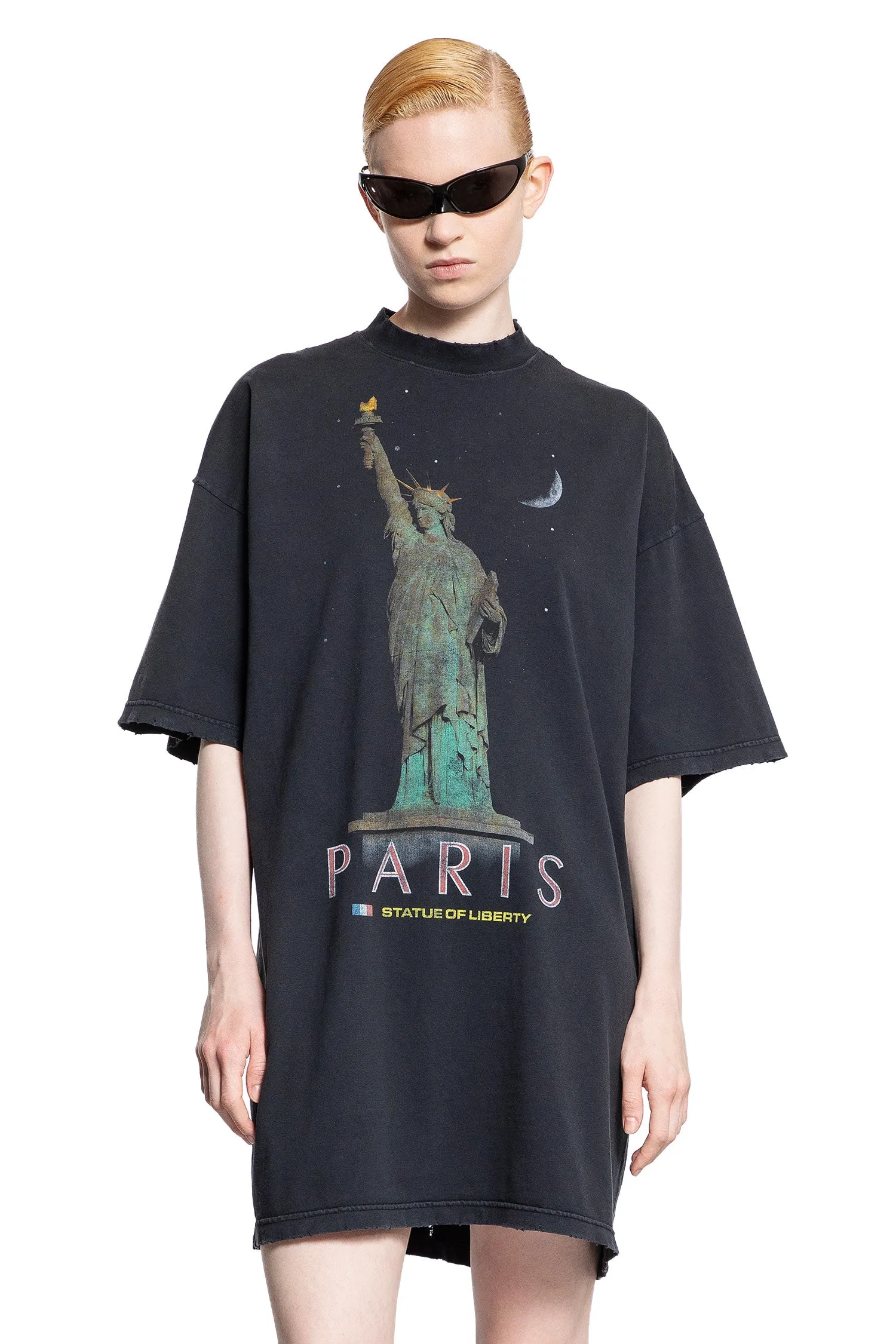 balenciaga paris liberty t-shirt dress in vintage jersey