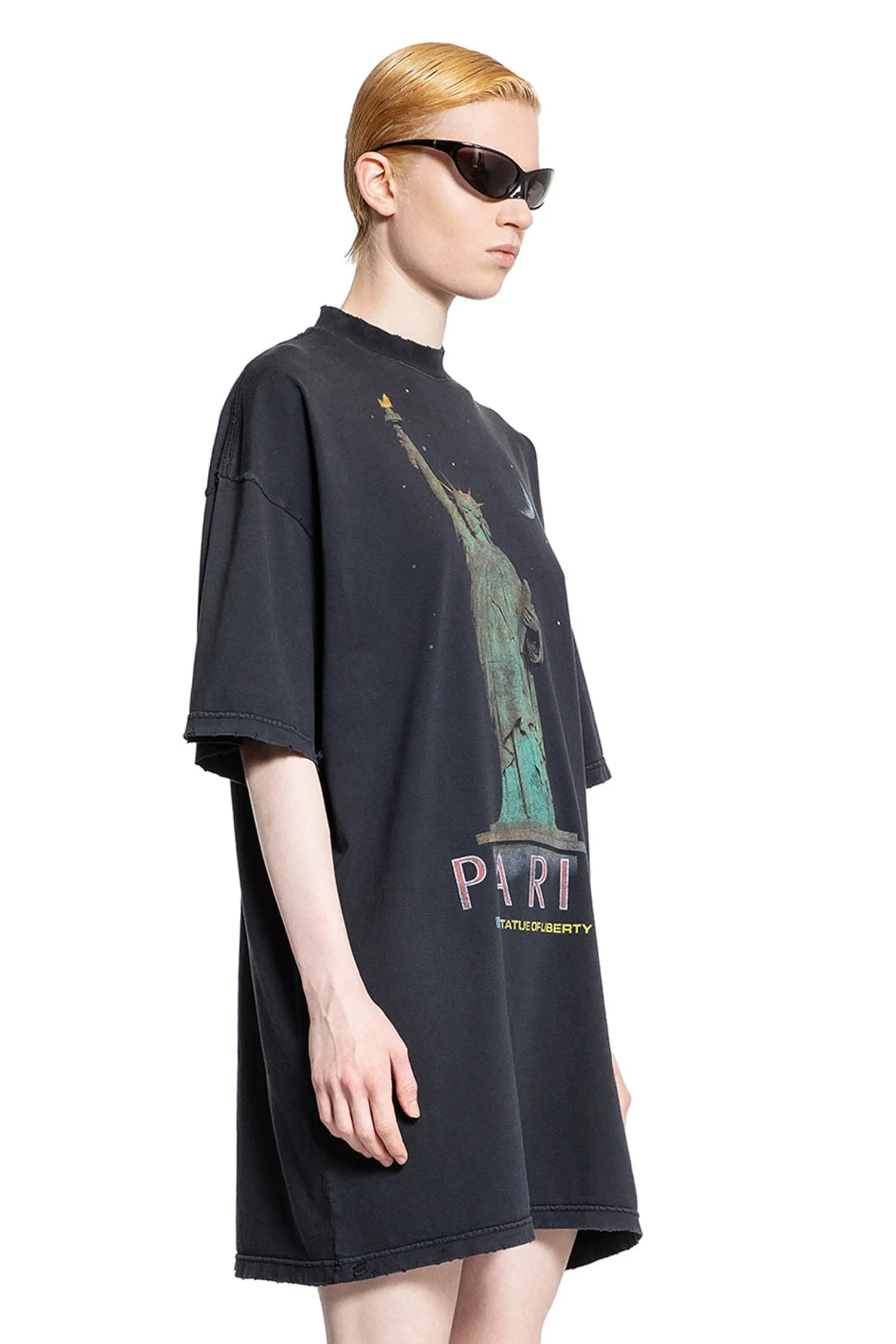 balenciaga paris liberty t-shirt dress in vintage jersey