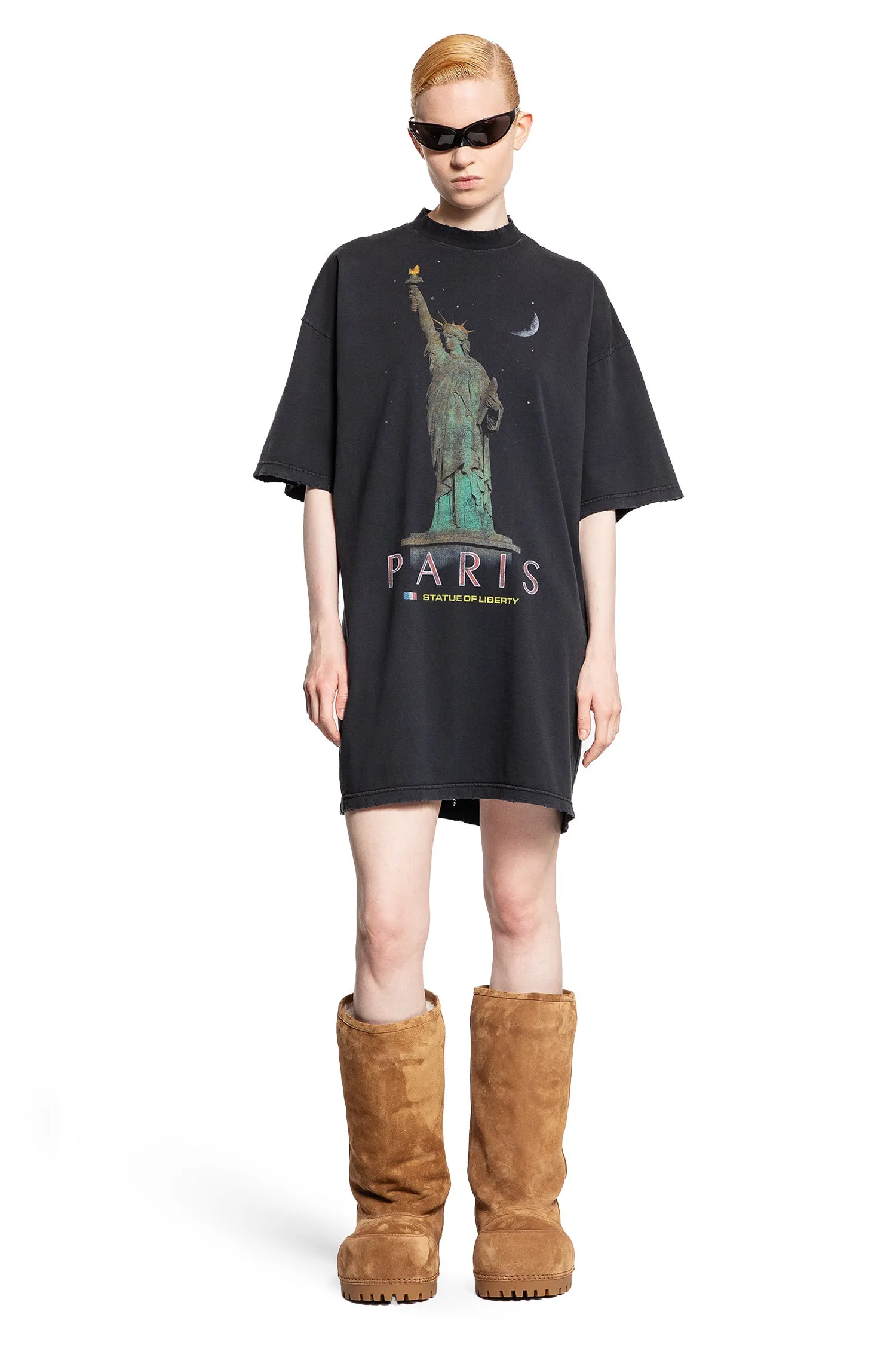 balenciaga paris liberty t-shirt dress in vintage jersey