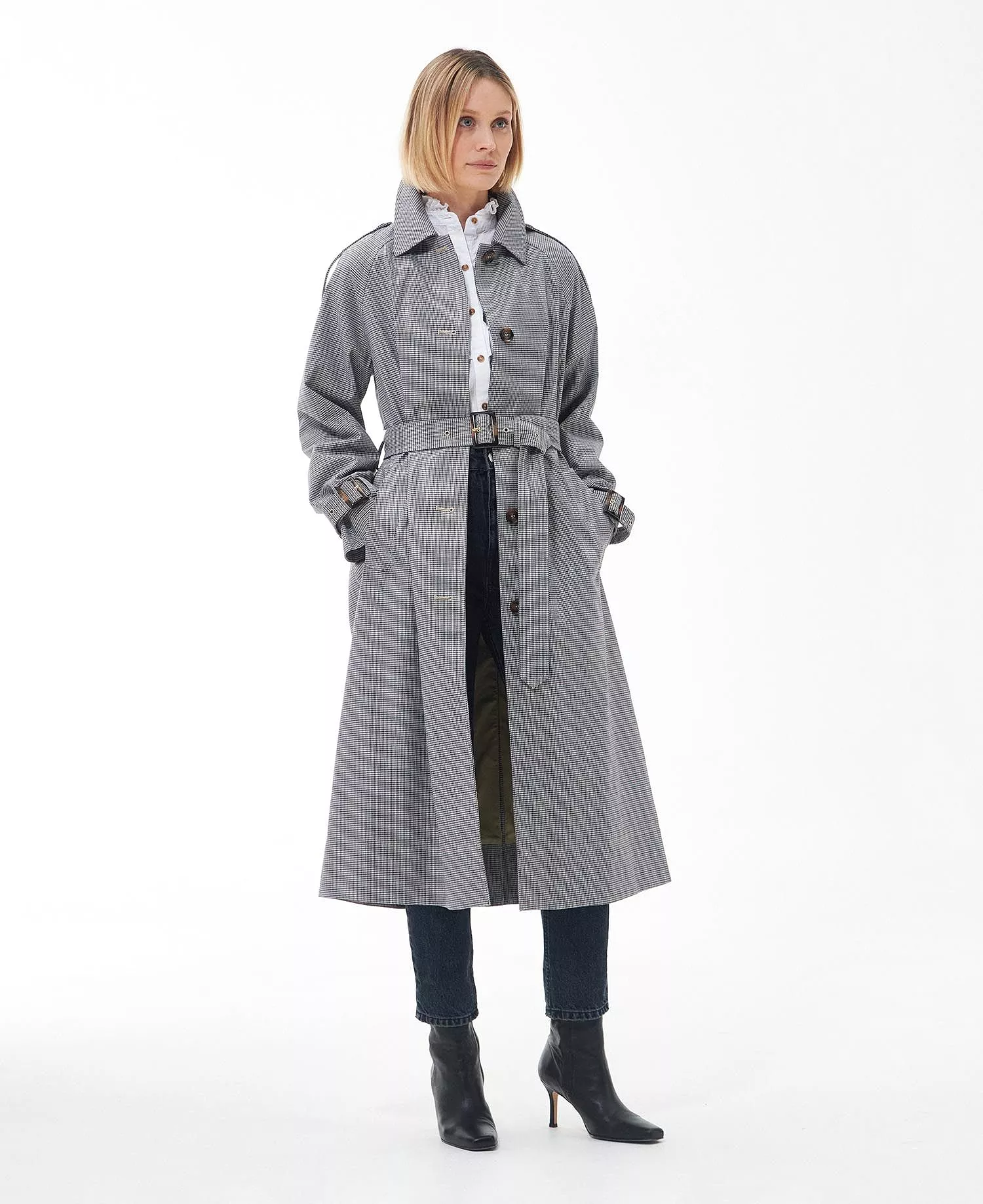 Barbour Women's Marie Check Showerproof Trench Coat