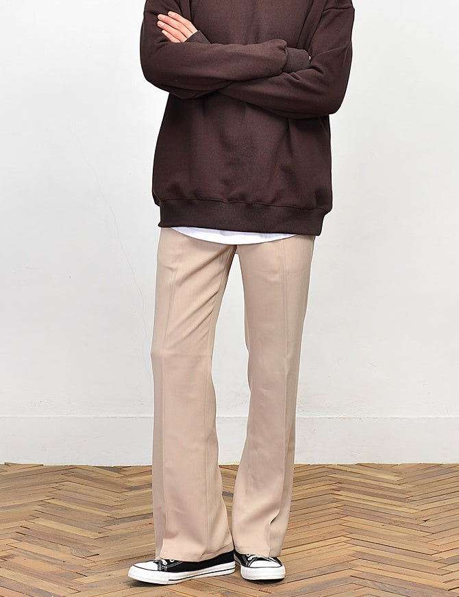 Beige Bootleg Cut Trousers Mens Formal Suits Pants Korean Guys Wide