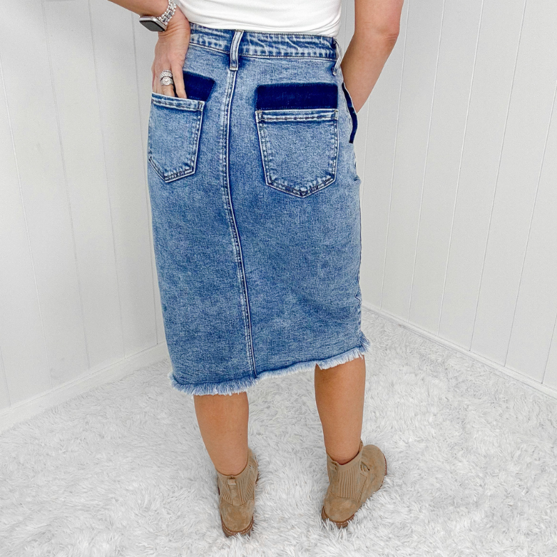 Blakeley Courtney Button Slit Detail Denim Skirt