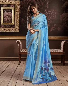 Blue Silk Printed Sarees