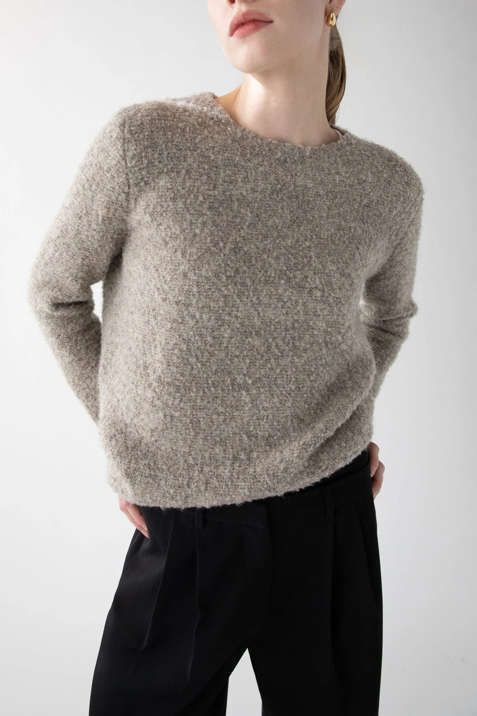 BOUCLE KNIT CREWNECK SWEATER