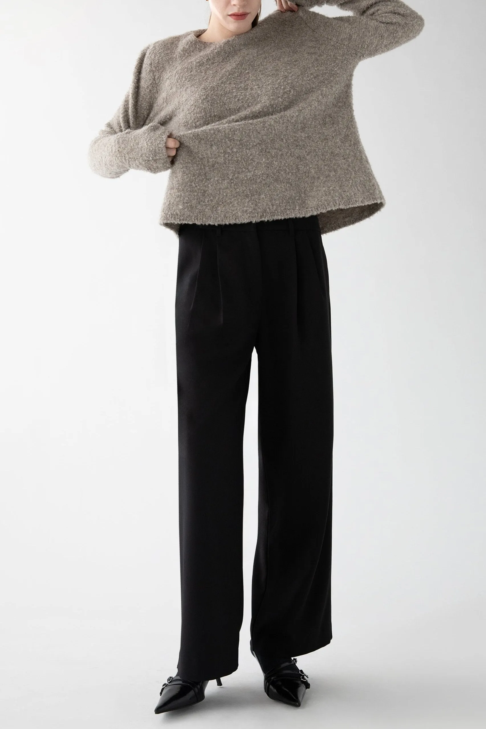 BOUCLE KNIT CREWNECK SWEATER