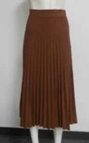 Brown Pleat Detail Knit Skirt