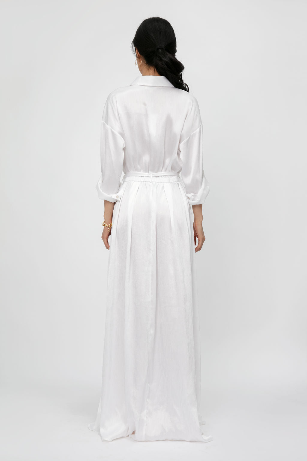 Cammi Long Shirt Dress in White