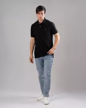 CLASSIC FIT PIQUE POLO SHIRT - BLACK