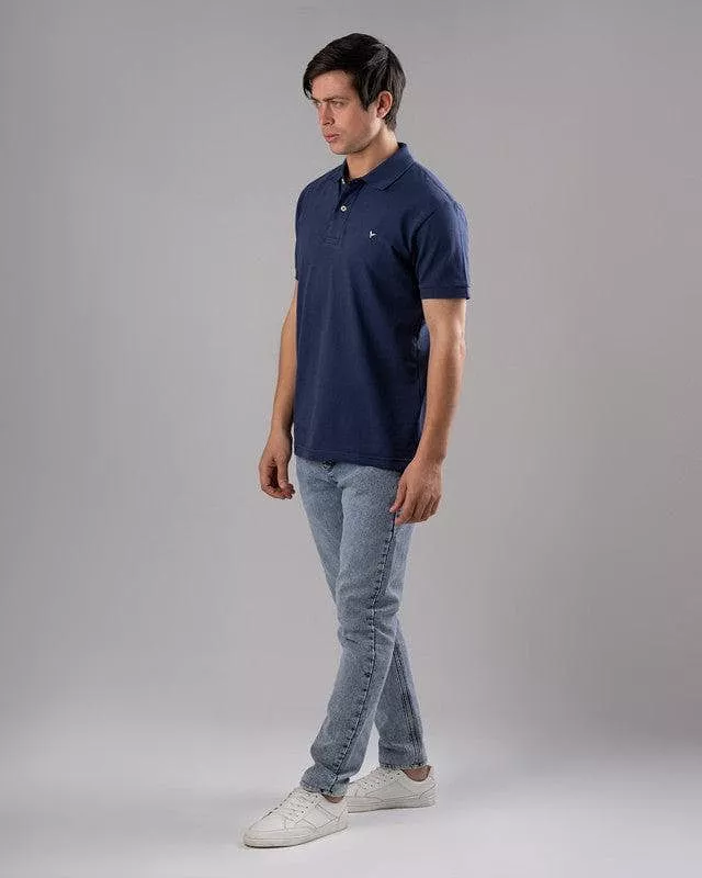 CLASSIC FIT PIQUE POLO SHIRT - NAVY