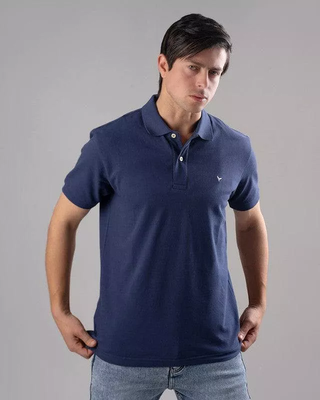 CLASSIC FIT PIQUE POLO SHIRT - NAVY