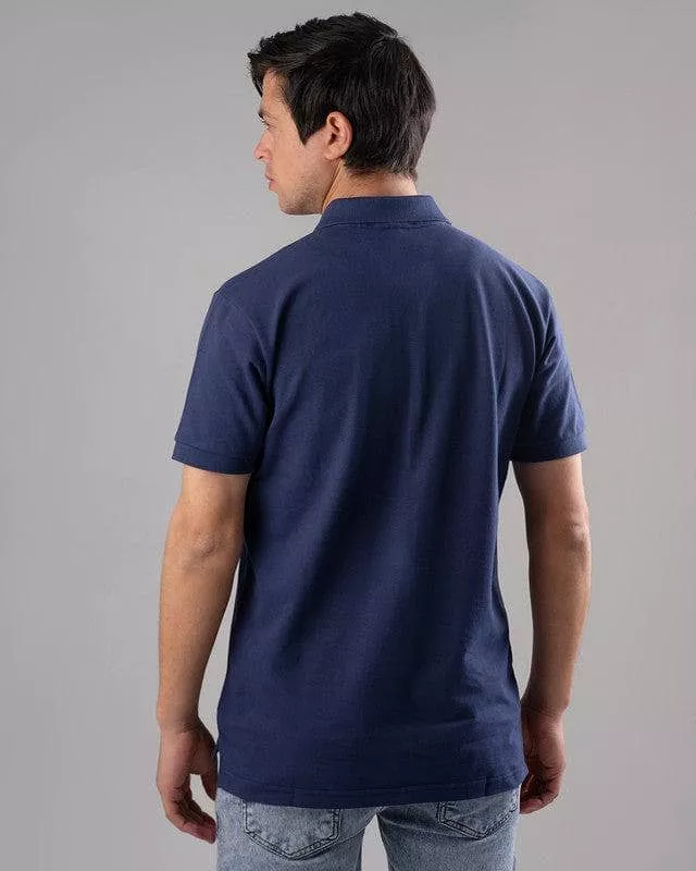 CLASSIC FIT PIQUE POLO SHIRT - NAVY