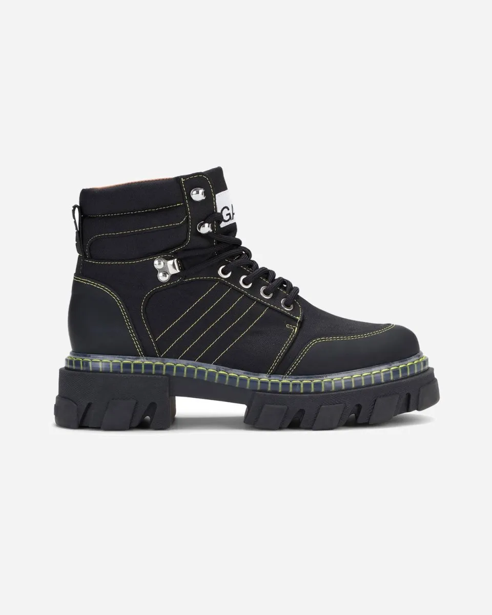 Cleated Lace Up Hiking Boot - Black