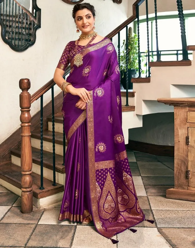 Dark Purple Silk Woven Sarees