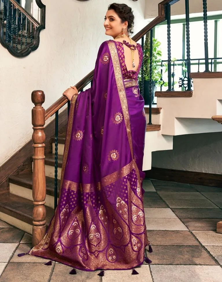 Dark Purple Silk Woven Sarees