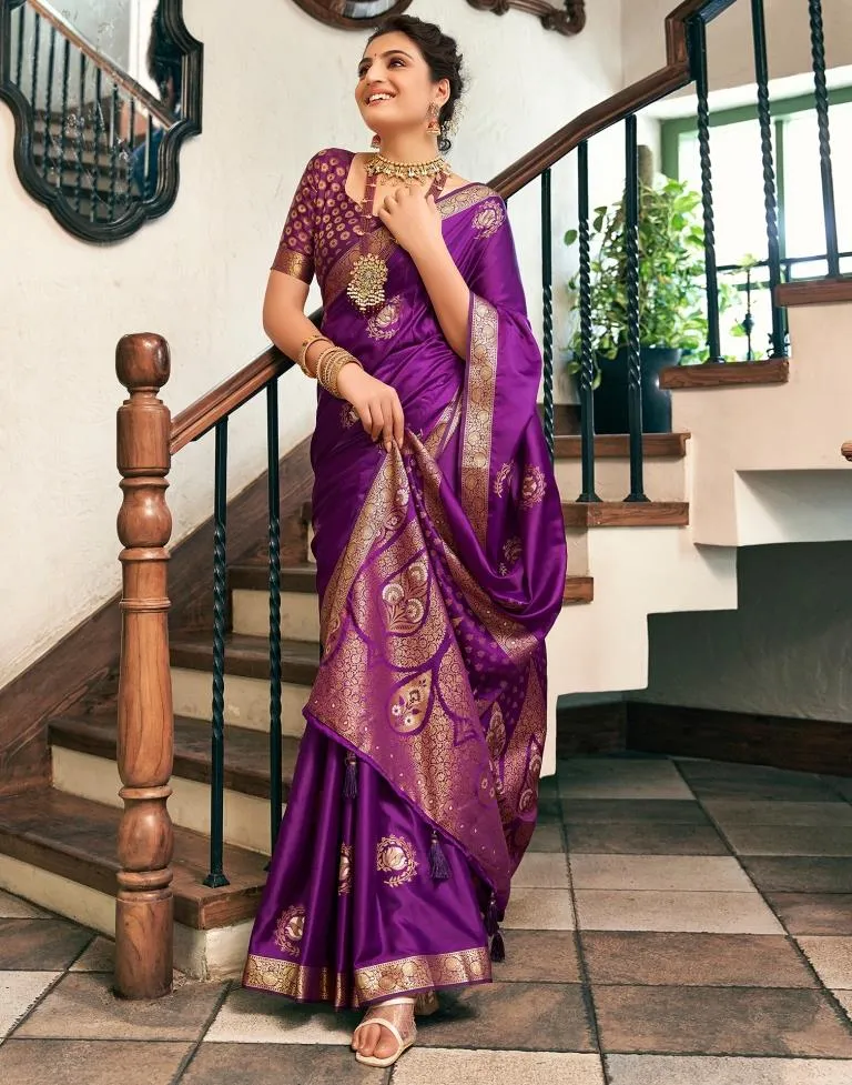 Dark Purple Silk Woven Sarees