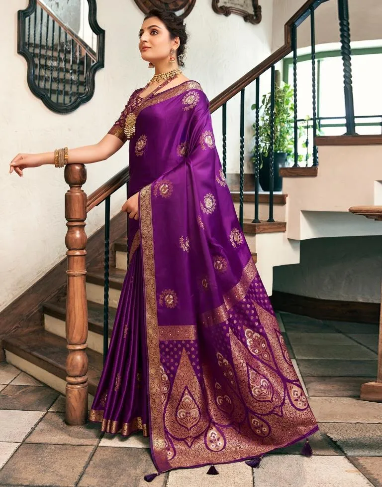 Dark Purple Silk Woven Sarees