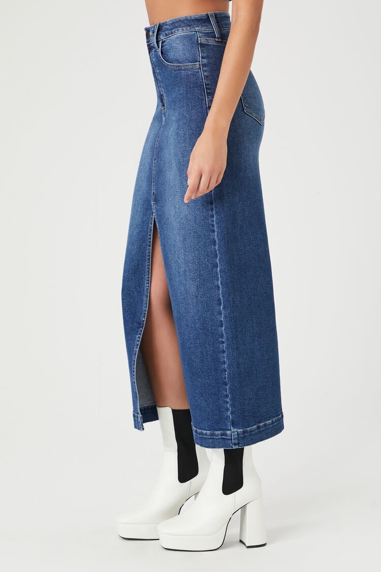 Denim Maxi Slit Skirt