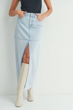 Denim Slit Skirt- Denim