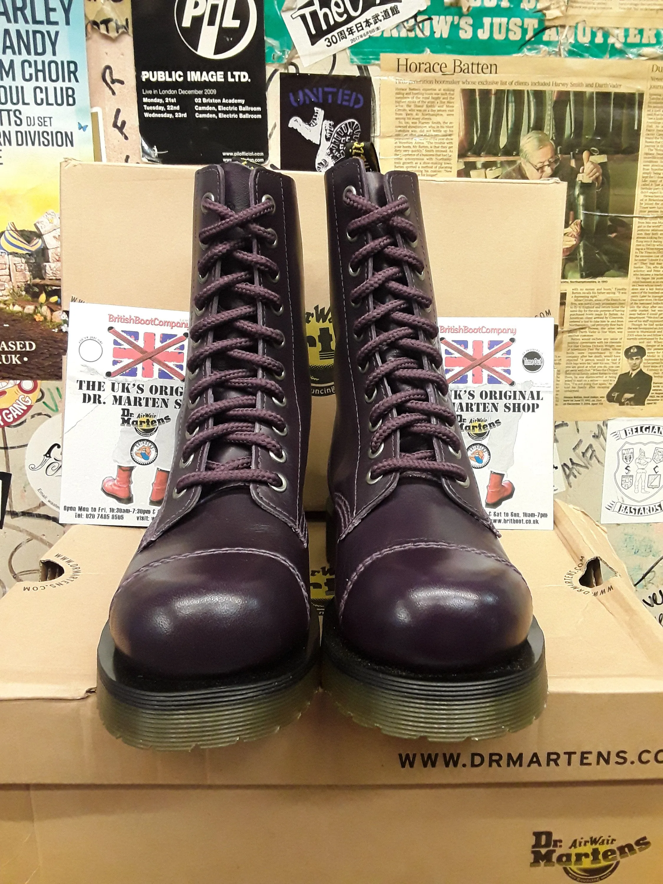 Dr Martens Purple Vintage 10 Hole Stitched Toe Boot