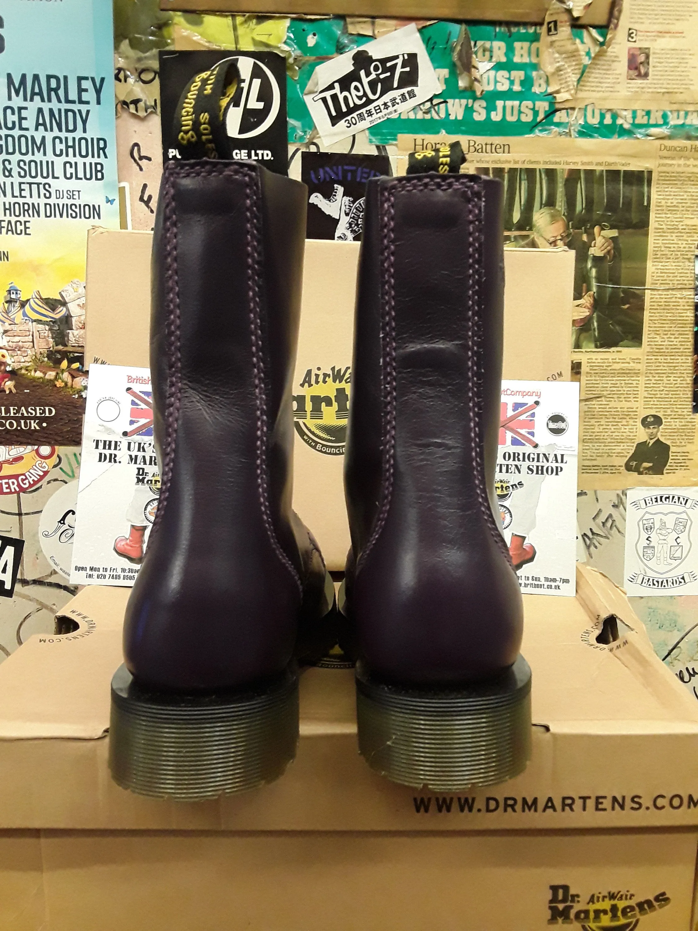 Dr Martens Purple Vintage 10 Hole Stitched Toe Boot