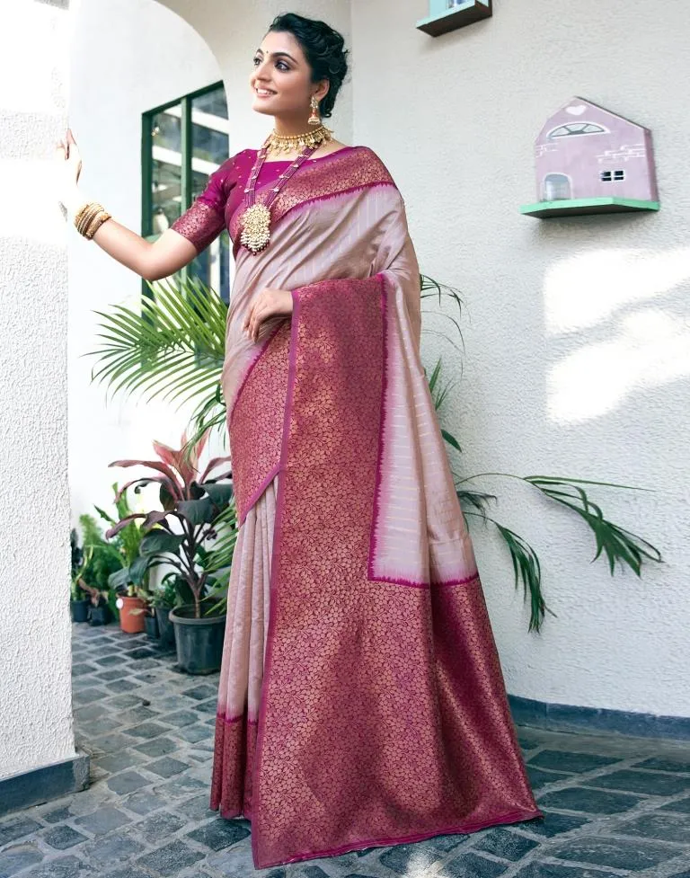 Dusty Pink Silk Woven Sarees