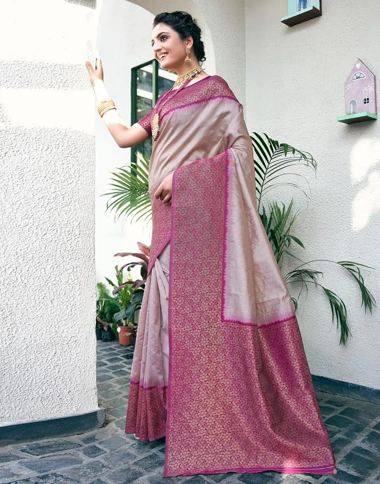 Dusty Pink Silk Woven Sarees