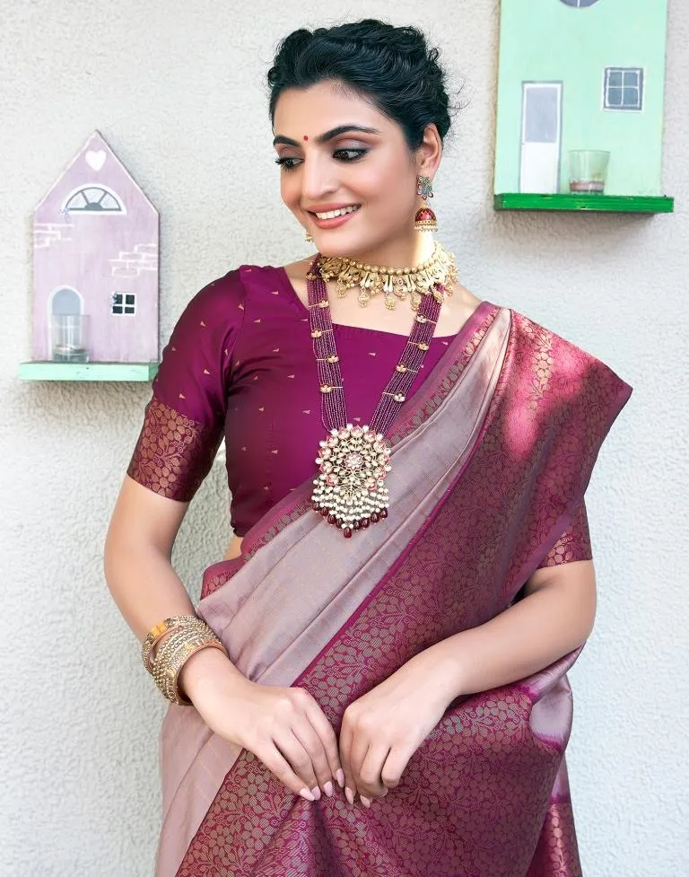 Dusty Pink Silk Woven Sarees