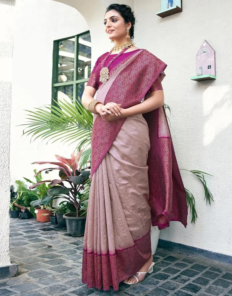 Dusty Pink Silk Woven Sarees