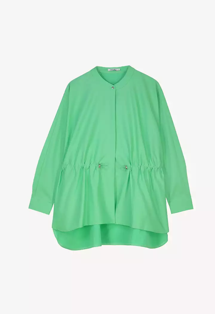 Elastic Drawstring Solid Shirt