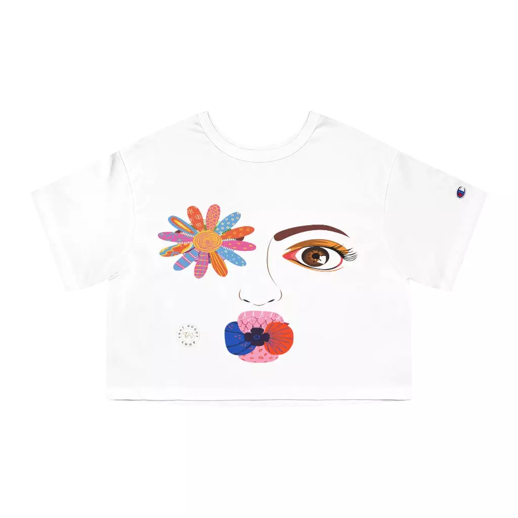 Floral Visage Cropped T-Shirt