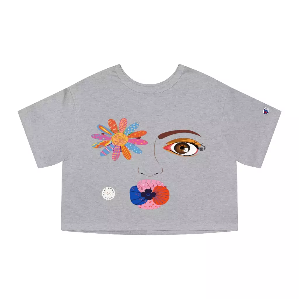 Floral Visage Cropped T-Shirt