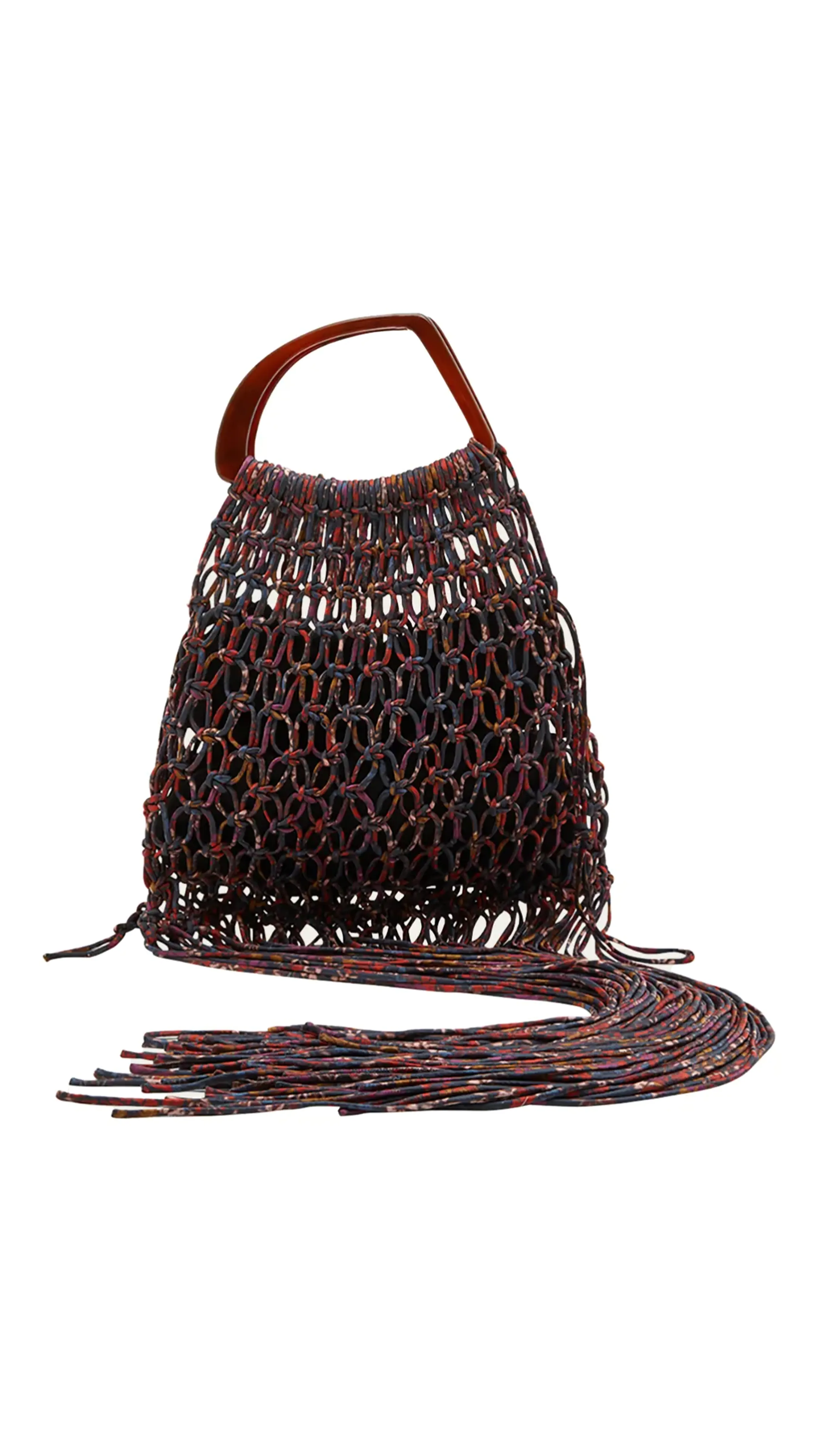 Fringe Macramé Top Handle Bag - Multi