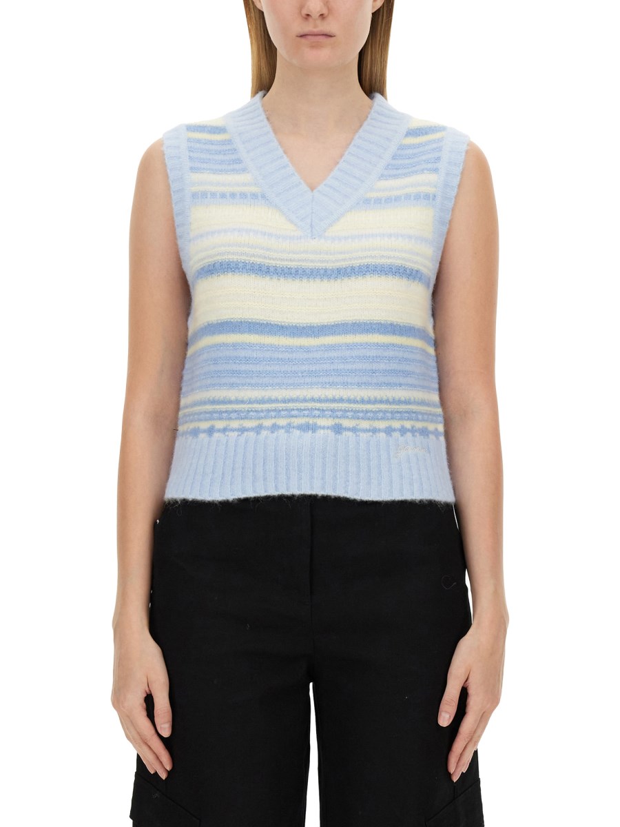 GANNI    V-NECK WOOL VEST