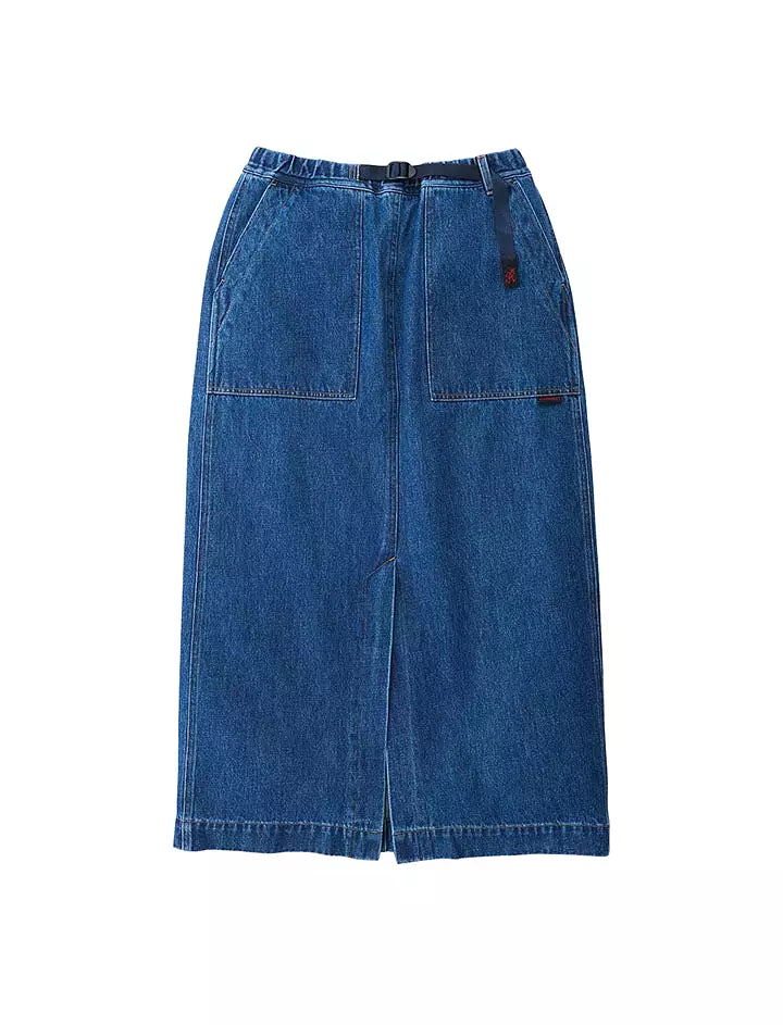 Gramicci Long Denim Skirt Mid Indigo