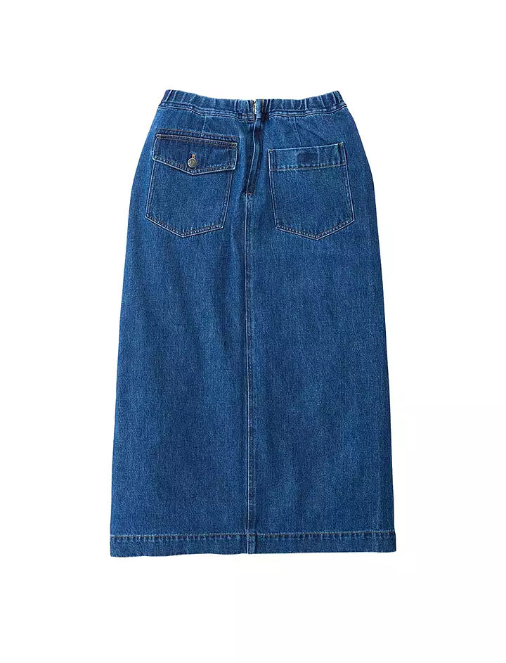 Gramicci Long Denim Skirt Mid Indigo