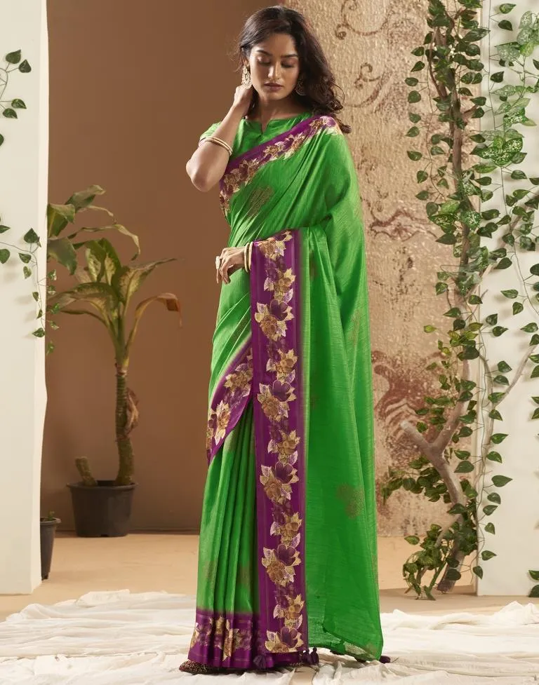 Green Silk Printed Sarees