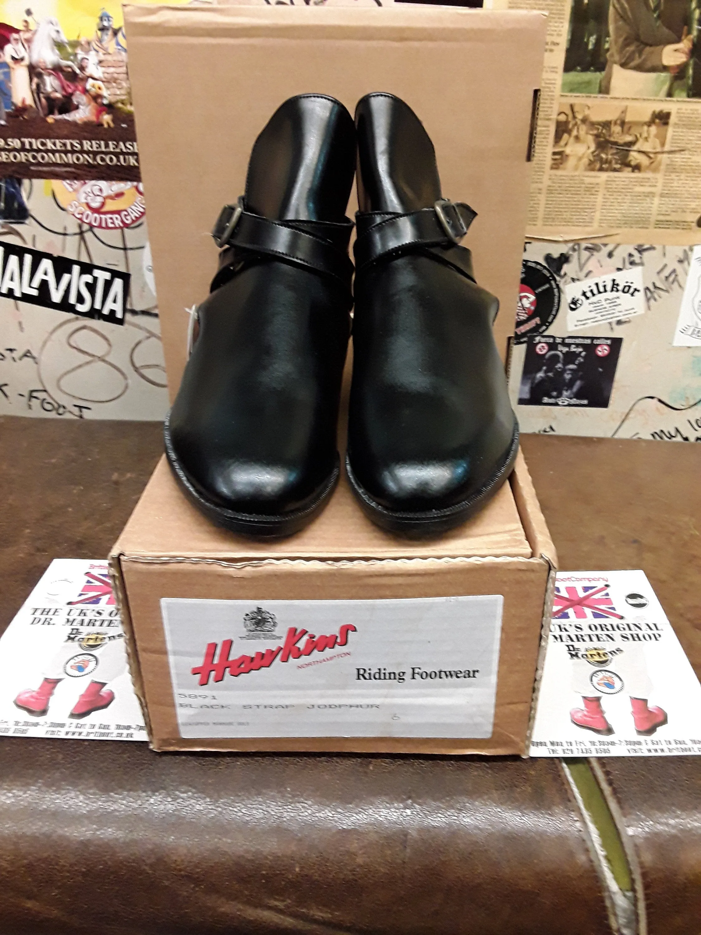 Hawkins Made in England BLACK leather chelsea riding boot sizes 5 and 6