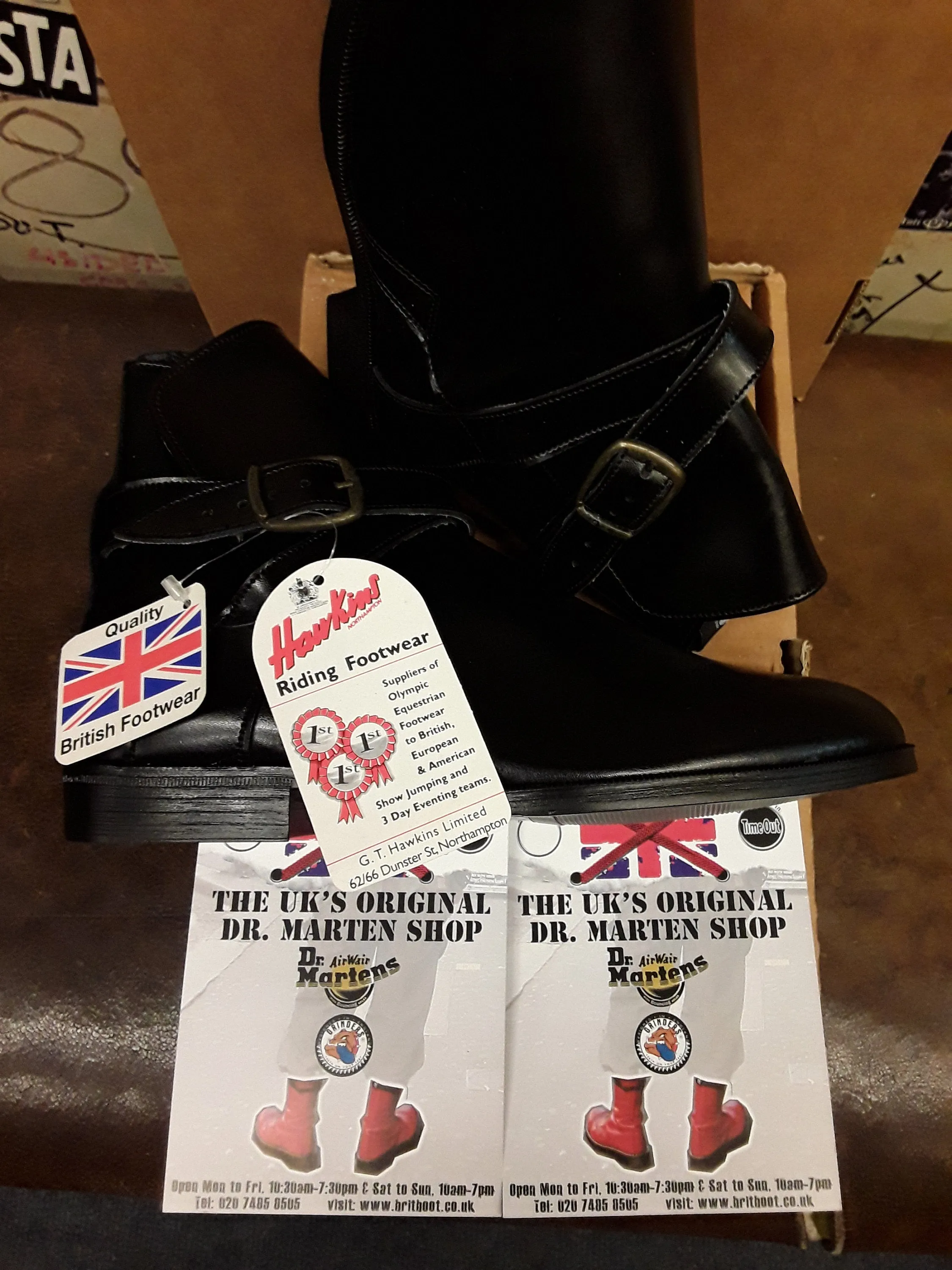 Hawkins Made in England BLACK leather chelsea riding boot sizes 5 and 6